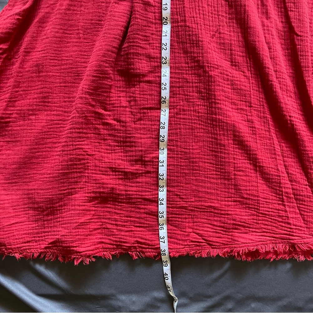 Red Carter One Shoulder Maxi Dress Red M Gauze Resort Boho Coverup Beachwear - Picture 8 of 8